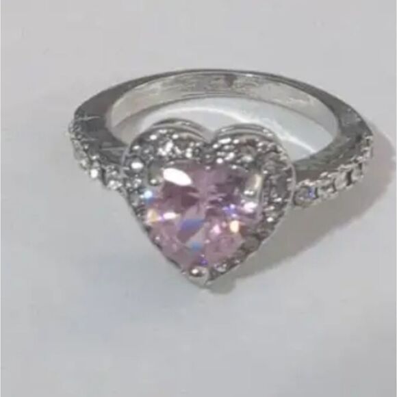 Pink Diamond Trendy heart promise ring sz 7 - Picture 9 of 16